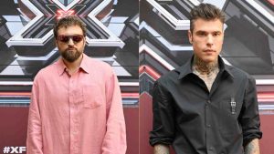 Dargen D'Amico camicia rosa e Fedez