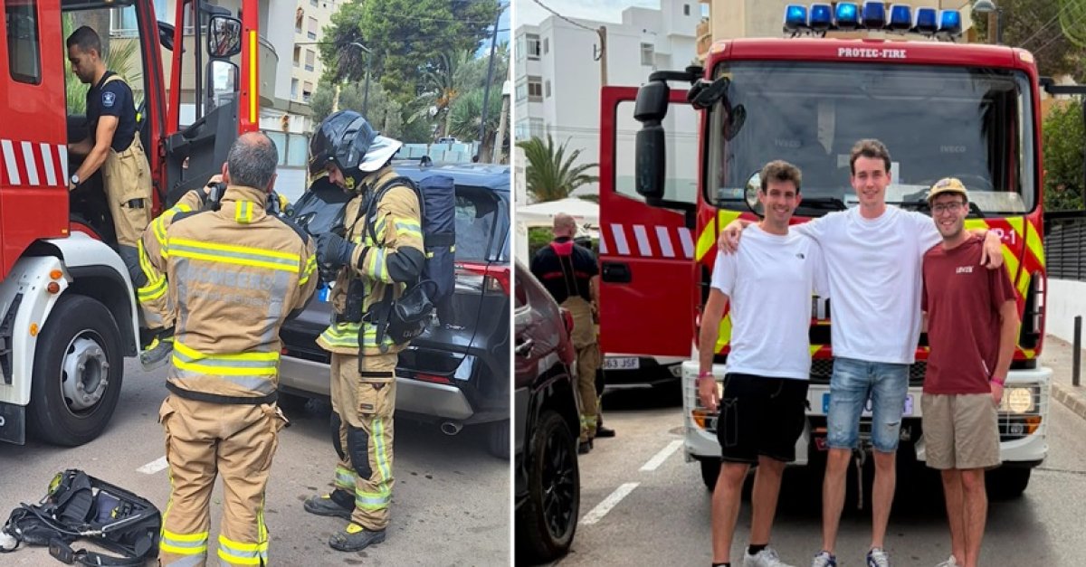 Cinque vigili del fuoco trentini in vacanza salvano un locale da un incendio a Ibiza